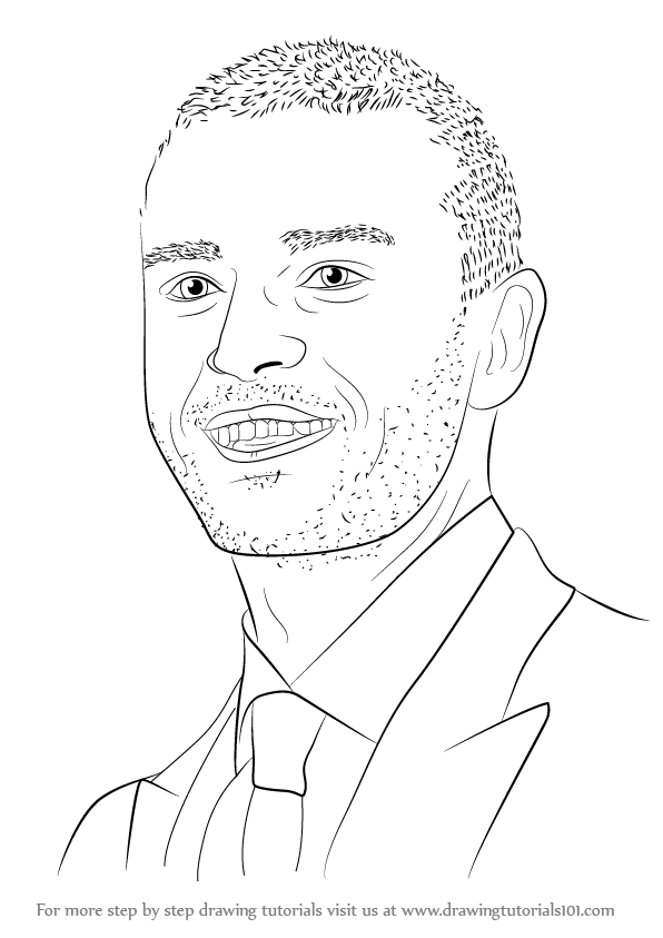 596x843 Learn How To Draw Justin Timberlake (Singers) Step By Step
