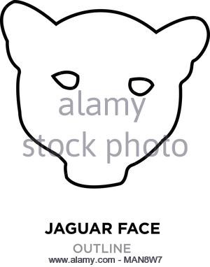 300x382 Jaguar Face Outline On White Background, Vector Illustration Stock