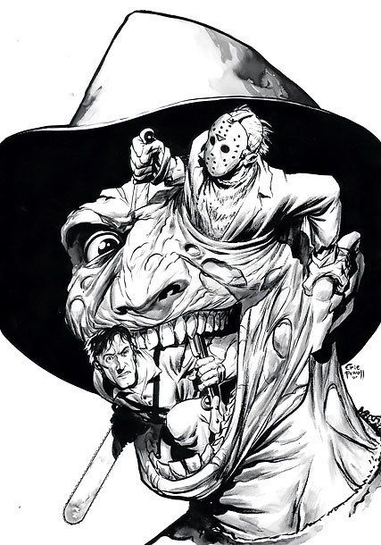 427x610 Freddy Jason And Ash Tattoo Design Tattoo Designs
