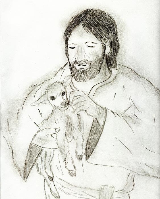 563x700 Jesus Holding Lamb Drawing By Sonya Chalmers