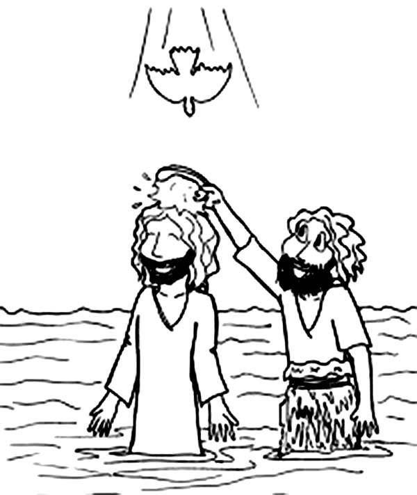 600x711 Cartoon Jesus Baptism In John The Baptist Coloring Page