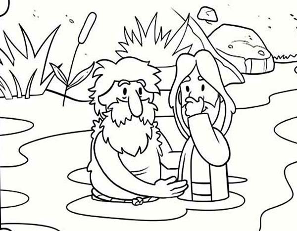 600x467 Cartoon Of Jesus Baptism With John The Baptist Coloring Page