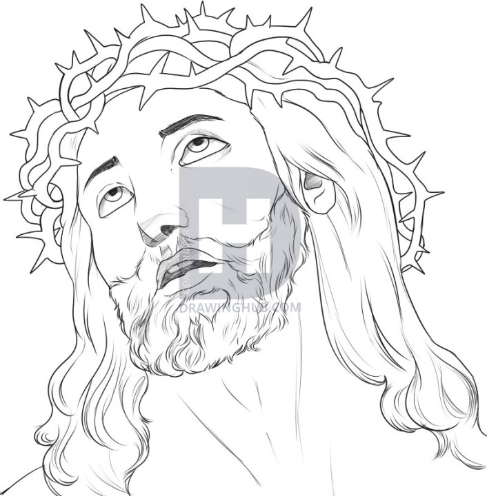 706x720 How To Draw Jesus, Step By Step, Drawing Guide, By Darkonator