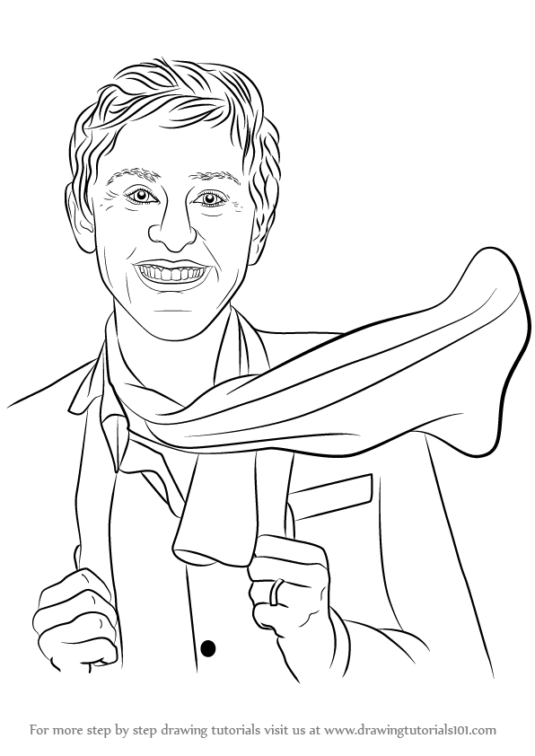 596x842 Learn How To Draw Ellen Degeneres (Famous People) Step By Step