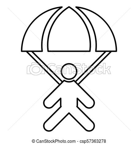 450x470 Parachute Jumper Icon Black Color Illustration Flat Style