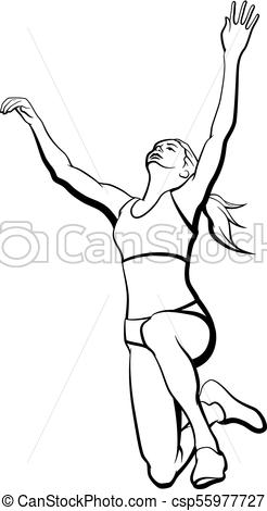 246x470 Stylized Line Illustration Of Female Long Jumper In Mid Air