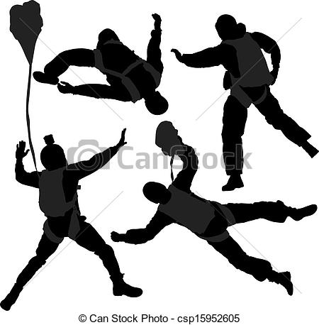 450x458 Base Jumping Silhouette On White Background Vector Clipart