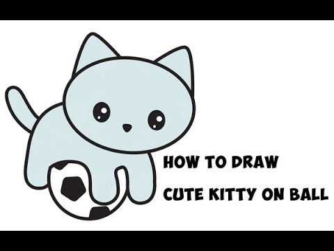 480x360 How To Draw Cute Kawaii Kitten Cat On Top Of Soccer Ball Easy