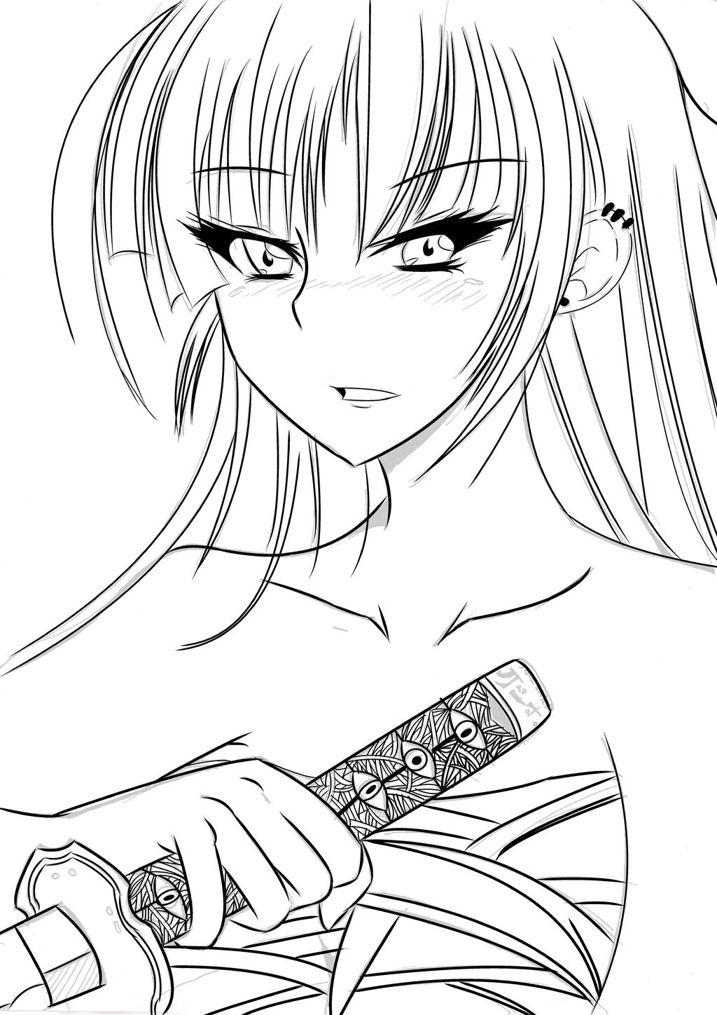 1024x1448 Kendo Anime Girl Lineart By Razor Sensei