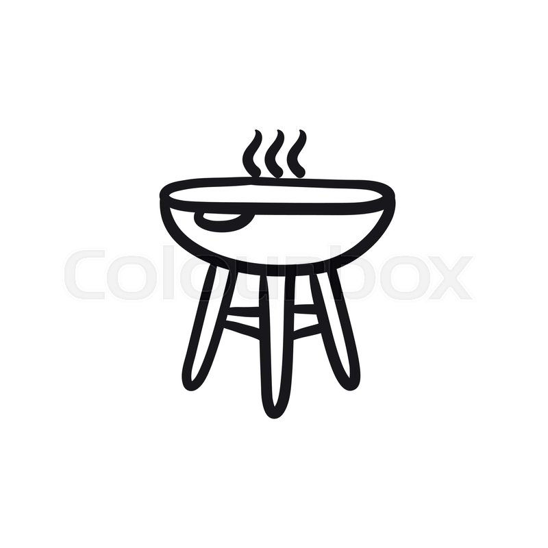 800x800 Kettle Barbecue Grill Vector Sketch Icon Isolated On Background
