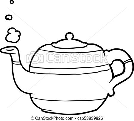 450x405 Line Drawing Of A Tea Pot Vector Illustration