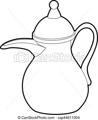 383x470 Teapot Icon, Outline Style. Teapot Icon. Outline Vector Clipart