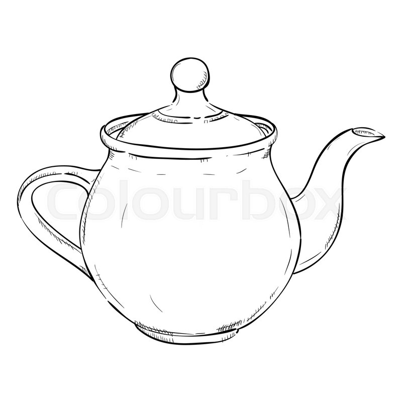 800x800 Vector Sketch Illustration Of Doodle Kettle Isolated On White