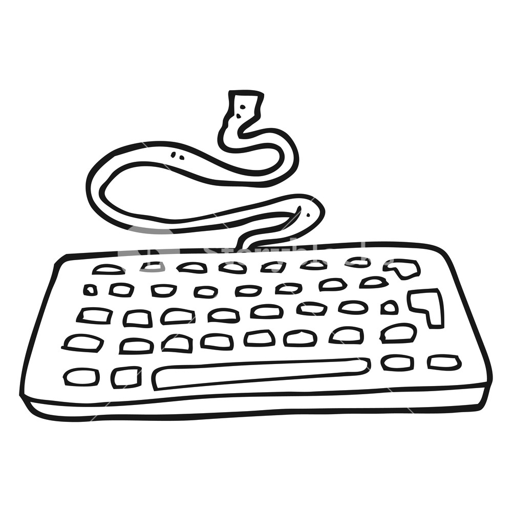 1000x1000 Freehand Drawn Black And White Cartoon Computer Keyboard Royalty