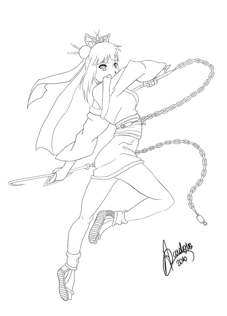 758x1054 Kimono Girl Lineart By Vitinhosnt
