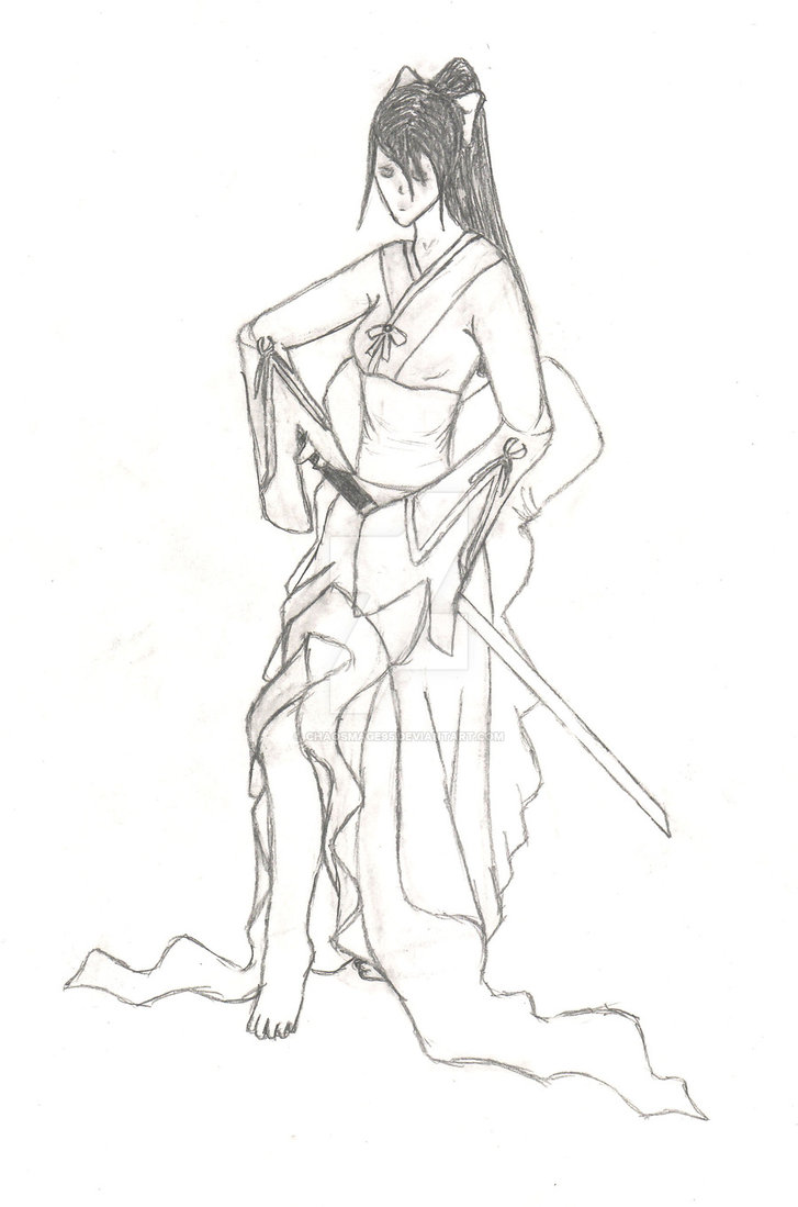727x1099 Kimono Girl With Sword By Chaosmage95