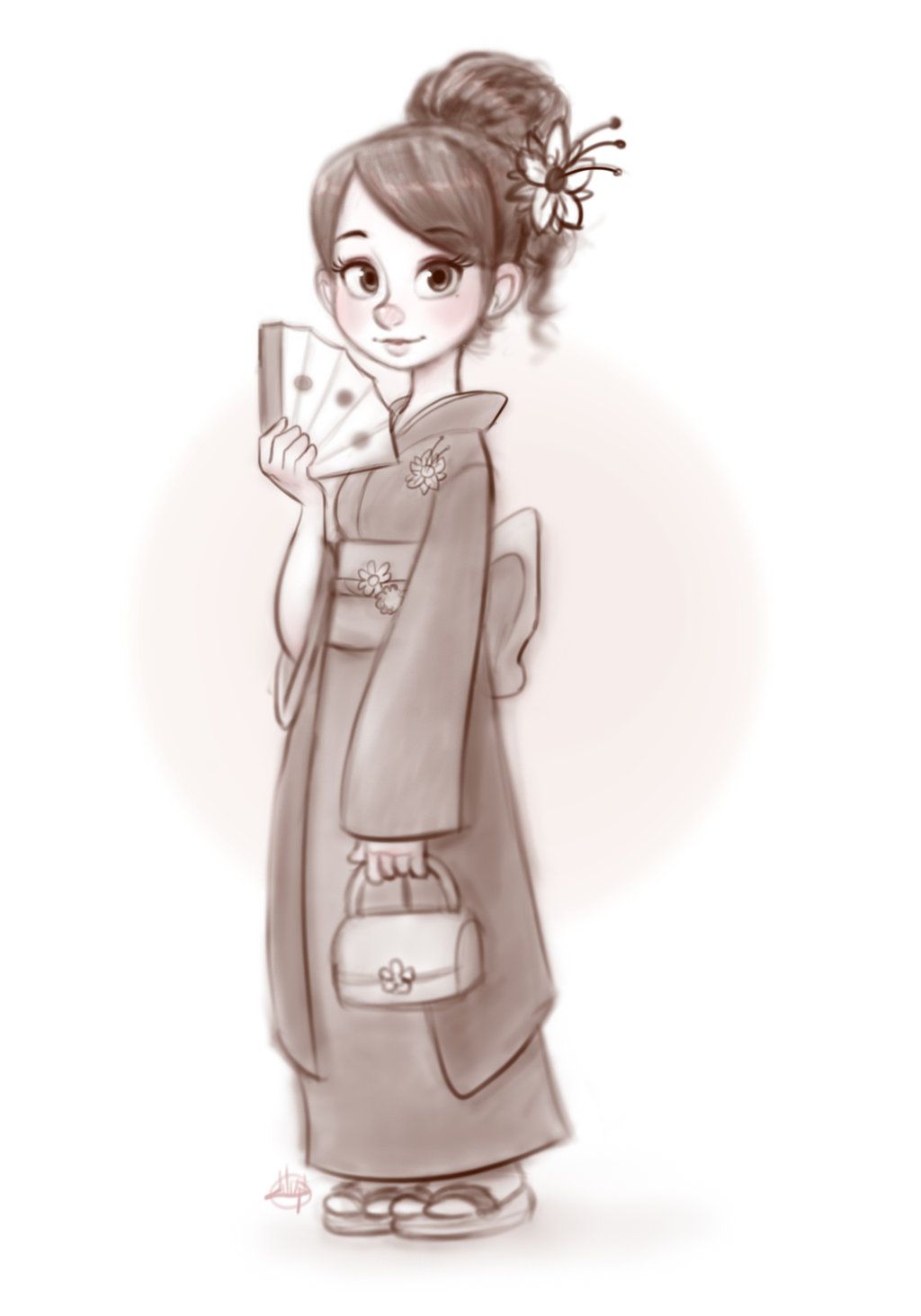 1024x1463 Kimono Girl By On @ Art