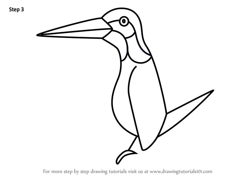 848x602 Learn How To Draw A Kingfisher For Kids (Animals For Kids) Step By