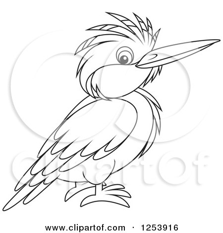 450x470 Clipart Of A Black And White Kingfisher Bird