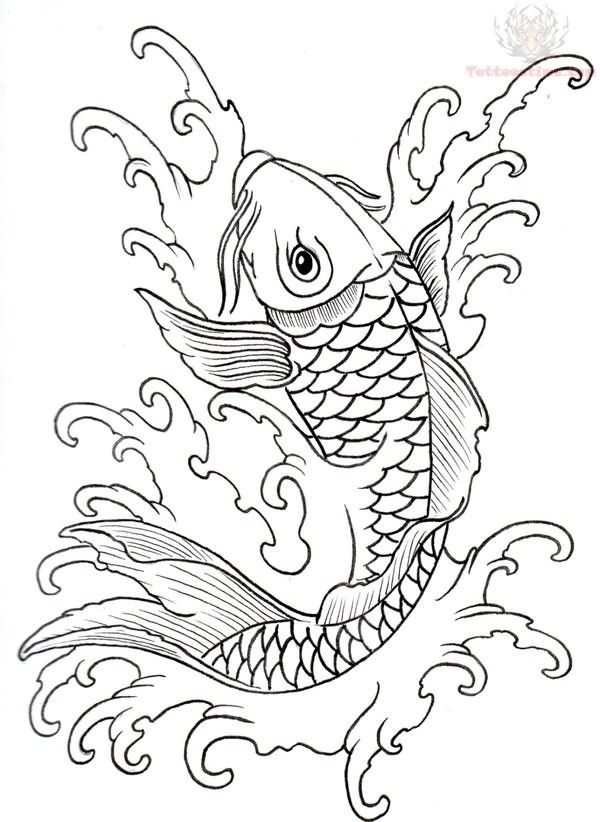 600x822 Koi Outline Tattoo Designs Leather Work Koi