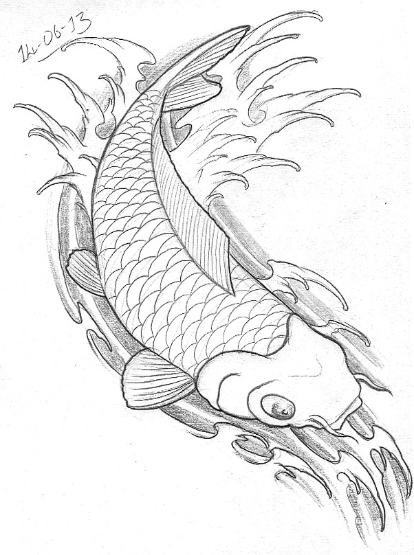 602x808 Koi Tattoo Design Sketch Beautiful Koi Fish Simple Drawing