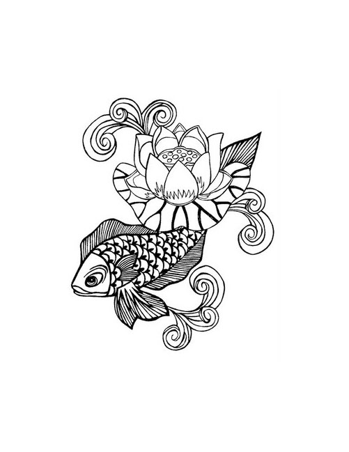 501x649 Koi Fish And Lotus Flower Tattoo Free Design Ideas Dr. Flash