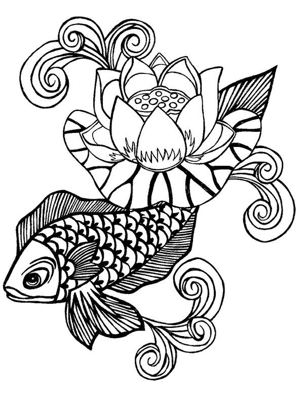 600x791 Koi Fish Tattoo Black An White By Karadarkthorn