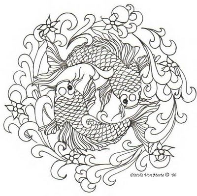 400x399 Koi Fish Tattoo Designs Black And White