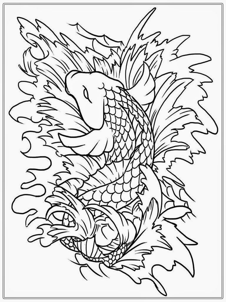 768x1024 Magic Japanese Koi Fish Coloring Pages Download And Print For Free