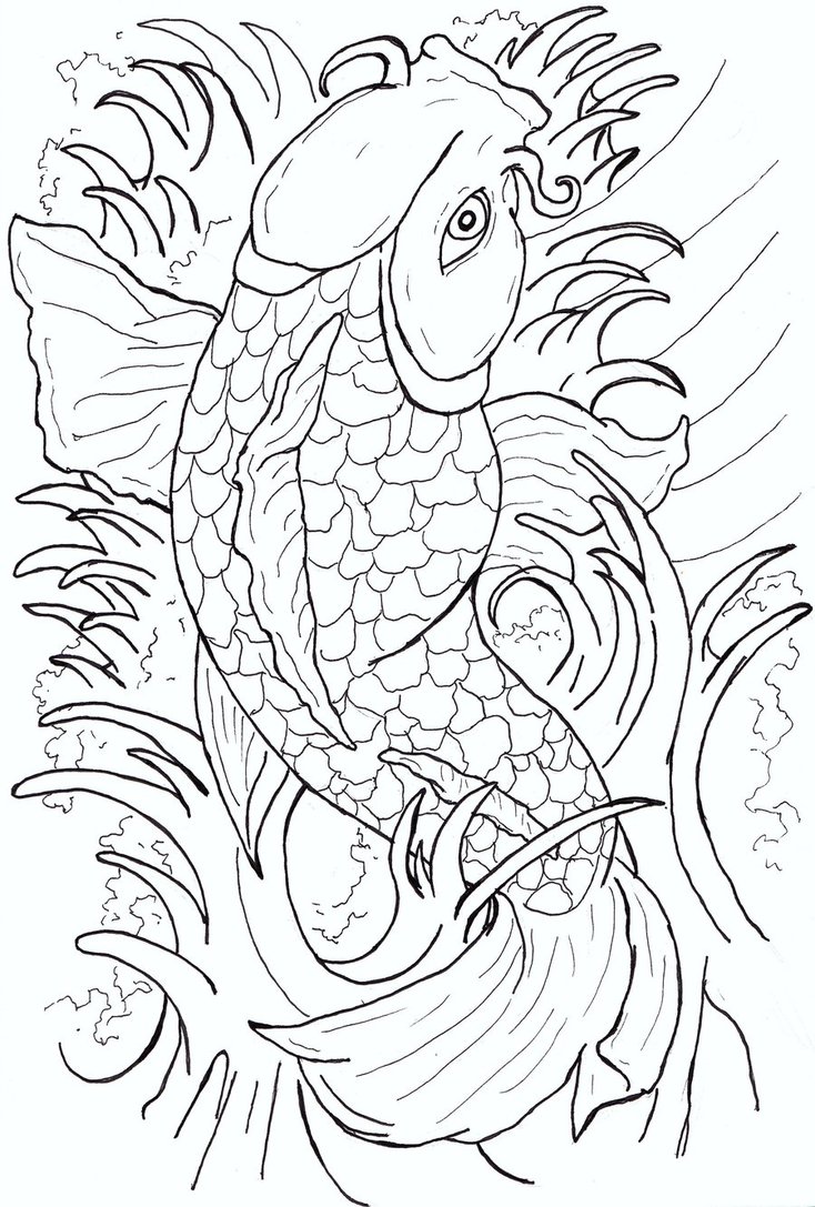 734x1087 Japanese Koi Fish Tattoo Flash By Caylyngasm
