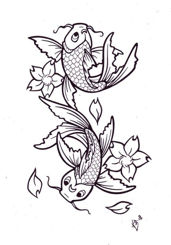 555x795 Koi Fish Tattoo Designs Sketch Collection 6