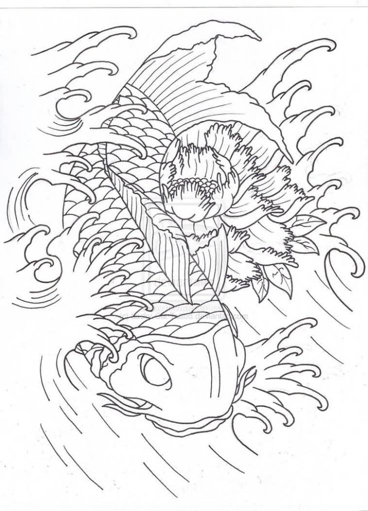 737x1024 Sketchable Nice Koi Fish Tattoo Design