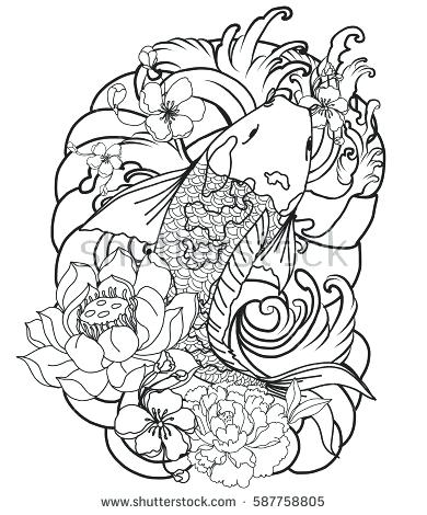 390x470 Koi Fish Outline Tattoo