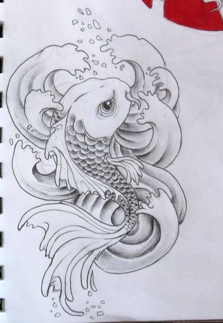 744x1074 Nice One Drawing Koi Fish Tattoo Design