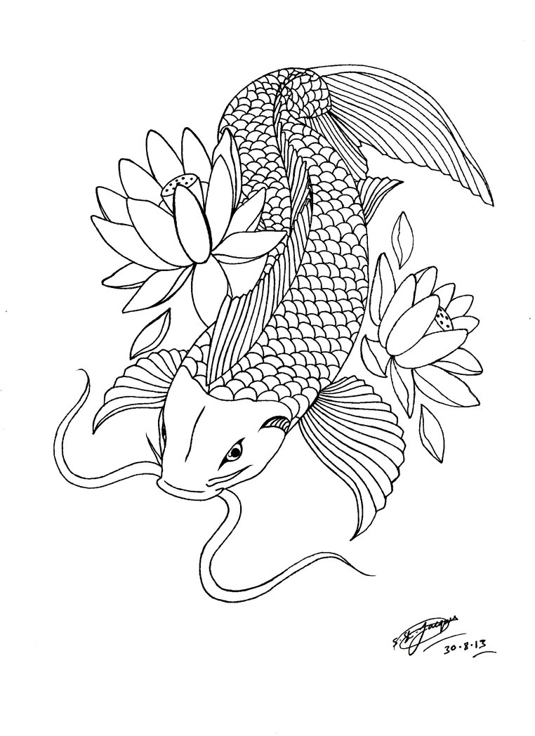 762x1048 Koi Fish Tattoo Half Sleeve Sketch