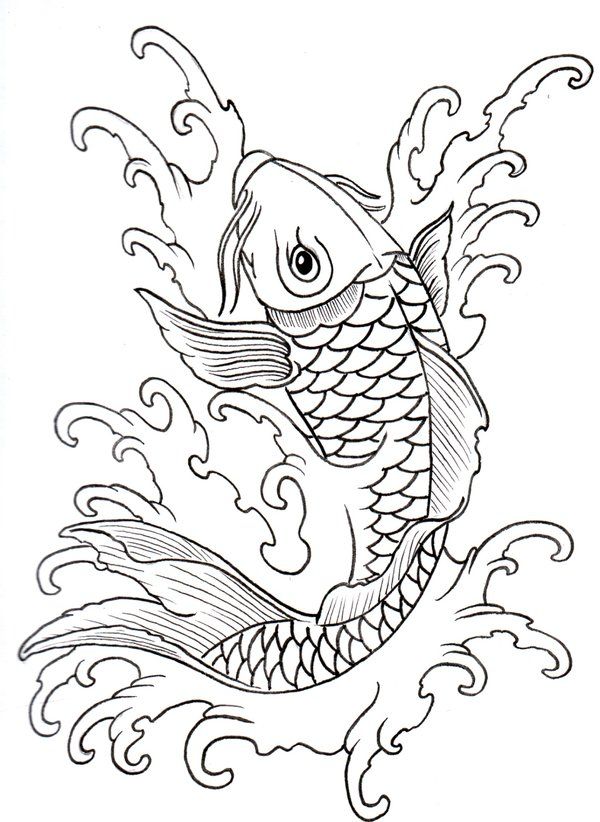 600x822 Koi Outline 08 By ~vikingtattoo On Rug Hooking