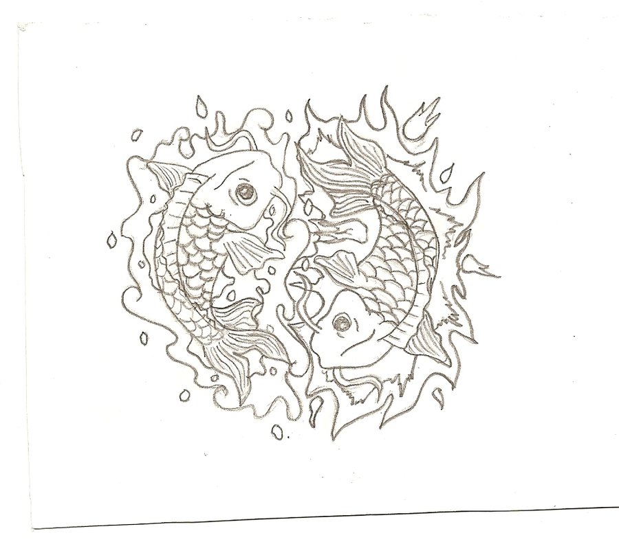 900x789 Water And Fire Koi Fish Tattoo Design By Iirawrdinosaurii