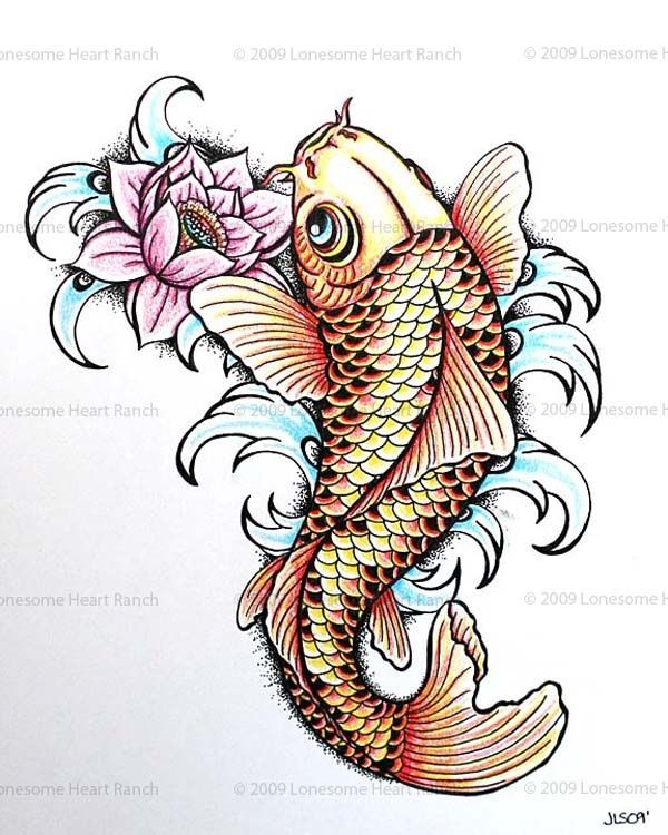 600x750 Colorful Japanese Koi Fish With Lotus Tattoo Design Koi Fish