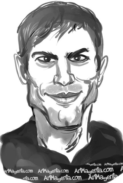 431x640 Ashton Kutcher Caricature Cartoon. Portrait Drawing By