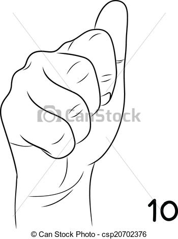 350x470 Sign Language,number 10 Vectors Illustration