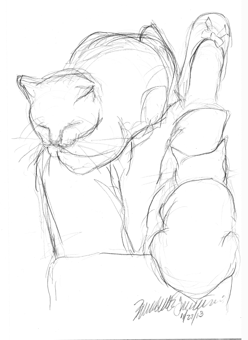 1000x1369 Daily Sketch Sitting On The Floor With My Cats ~ The Creative Cat