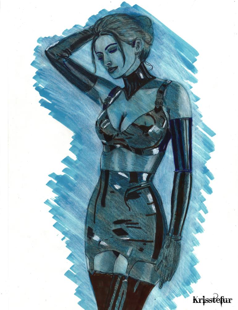 770x1001 Saatchi Art Latex Pinup Drawing By Kriss Tefur