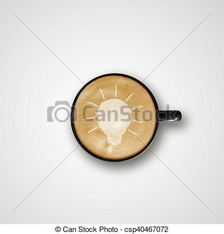 450x470 Light Bulb Drawing Latte Art Coffee Cup, Creative Concept Picture