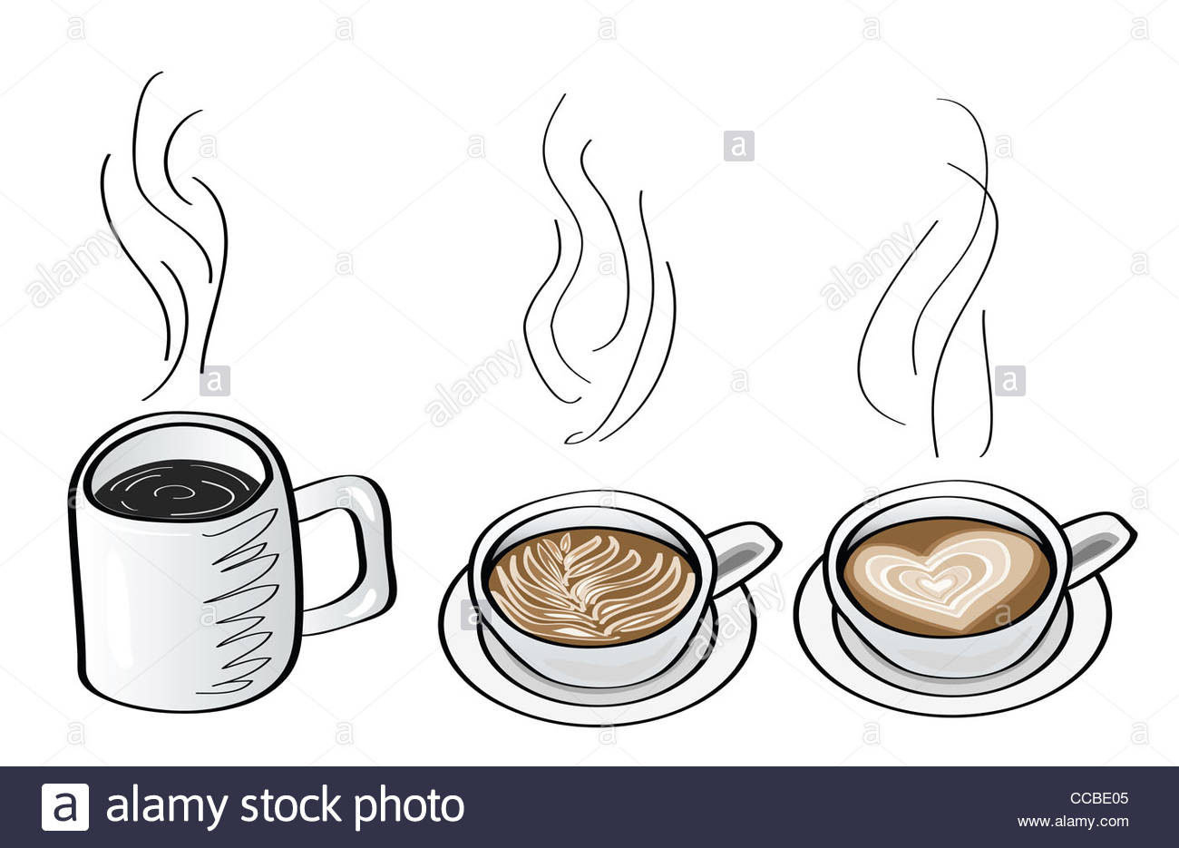 1300x935 Doodle Illustrations Of Coffee Drink, Black Coffee, Cappuccino