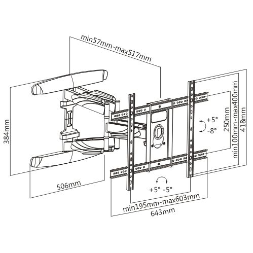 499x499 Kma28 466d,elegant Full Motion Tv Wall Mounts