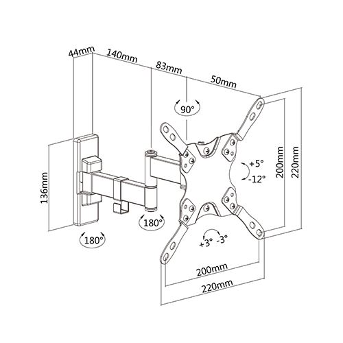 500x500 Lda21 222,economy Steel Full Motion Tv Wall Mount