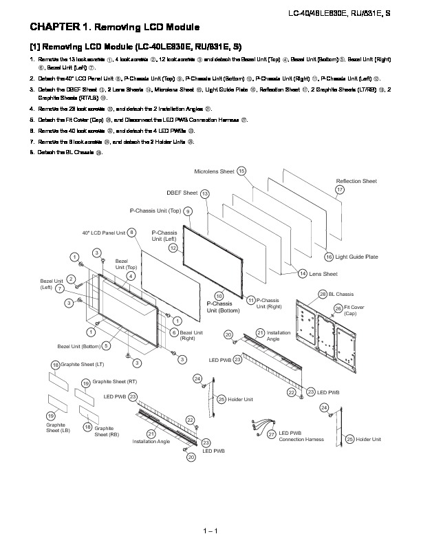 612x792 Sharp Lc 40le831e (Serv.man9) Service Manual View Online