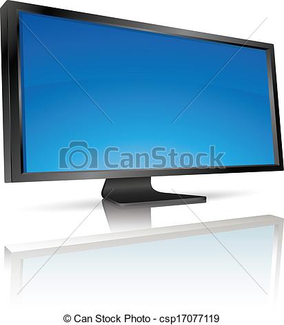 412x470 Lcd Tv Monitor Isolated, Vector Illustration. Vector Clip Art