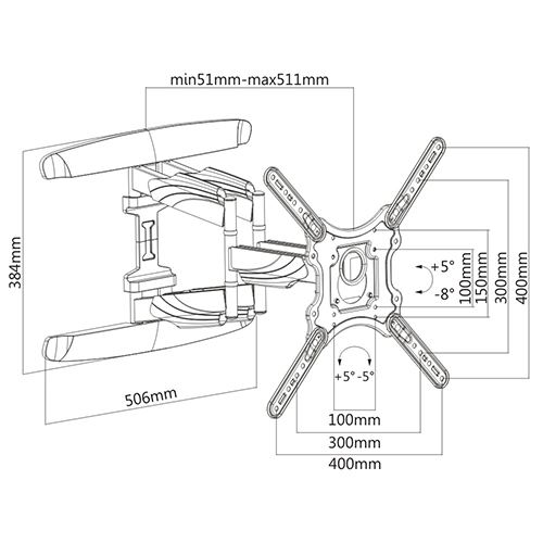 500x500 Kma28 446d,elegant Full Motion Tv Wall Mounts