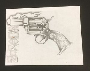 300x239 Smokin Antique Gun Done In Pencil Lead Drawing 8.5 X 11 Prison